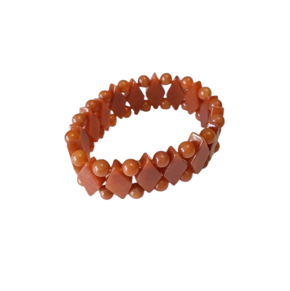 ORANGE AVENTURINE STONE BEADED STRETCH BRACELET